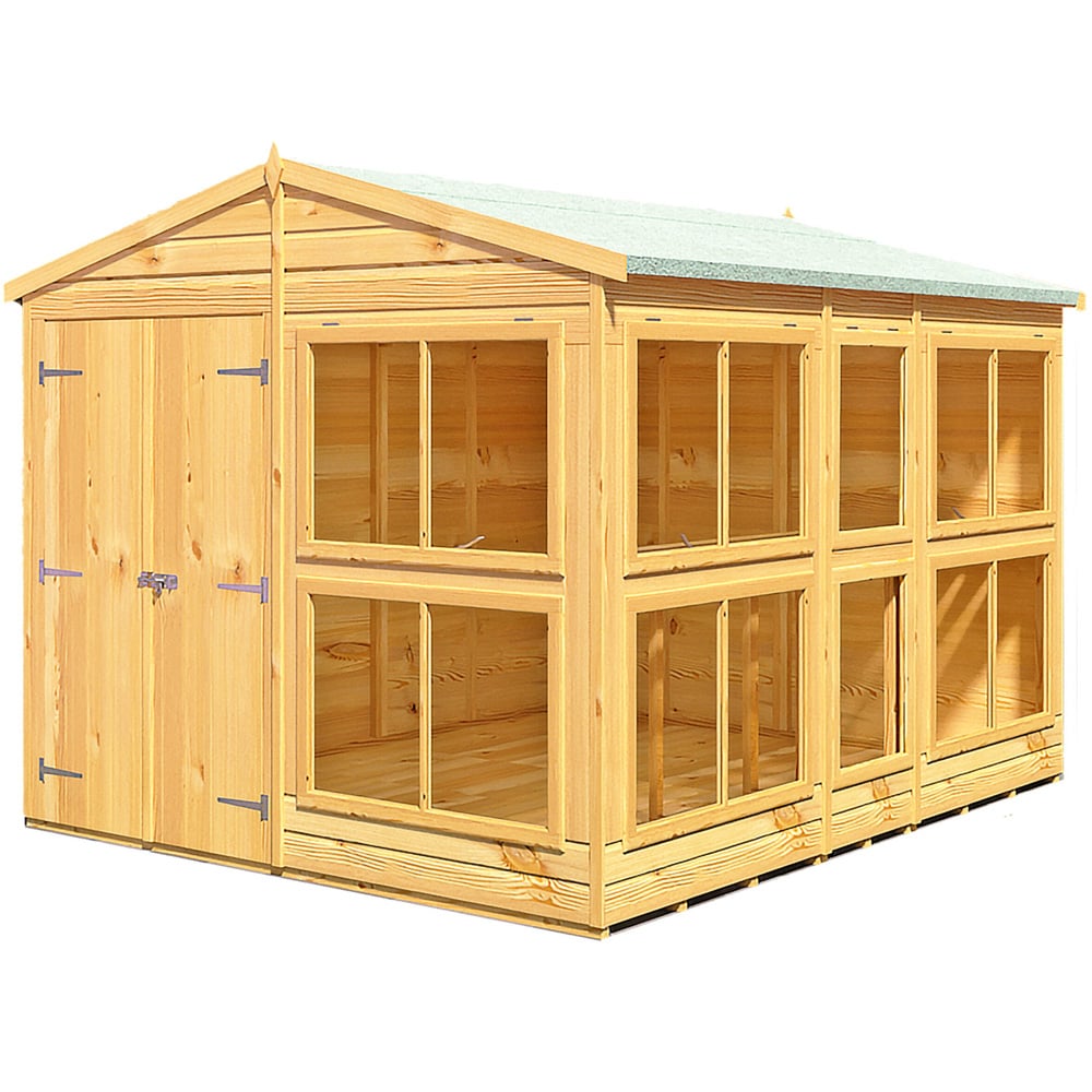 Shire GB Sun Hut 8 x 10ft Garden Shed with Bench Image 1