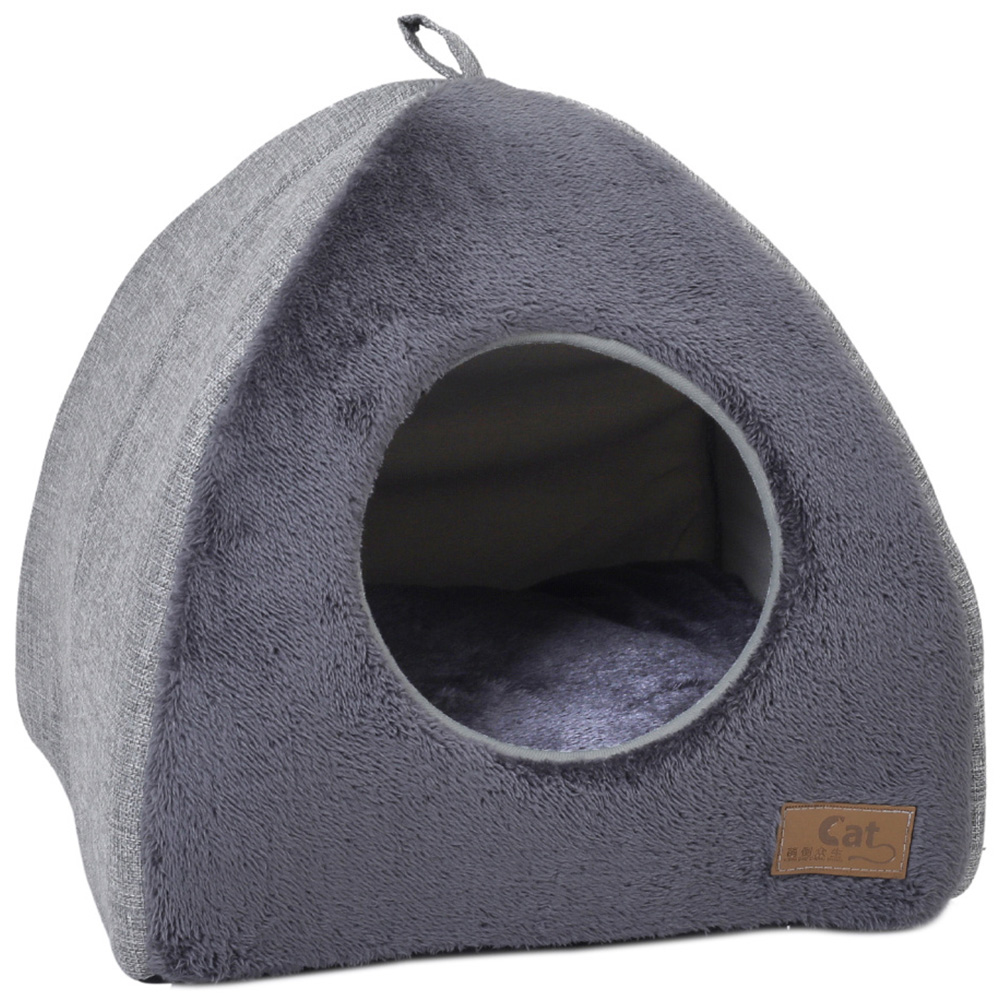 H&O Direct Grey Triangular Dog and Cat House 15 x 15inch Image 1