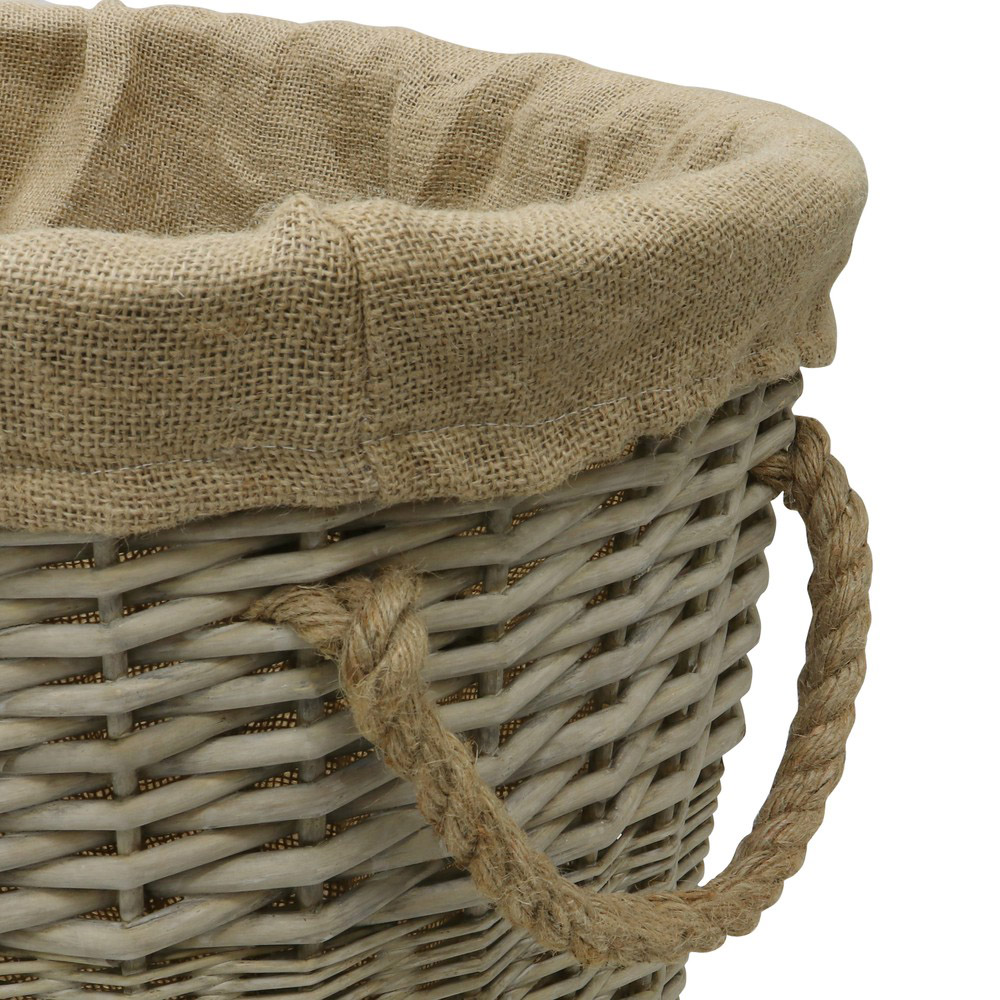 JVL Willow Antique Wash Log Basket with Rope Handles 46 x 57 x 47cm Image 5