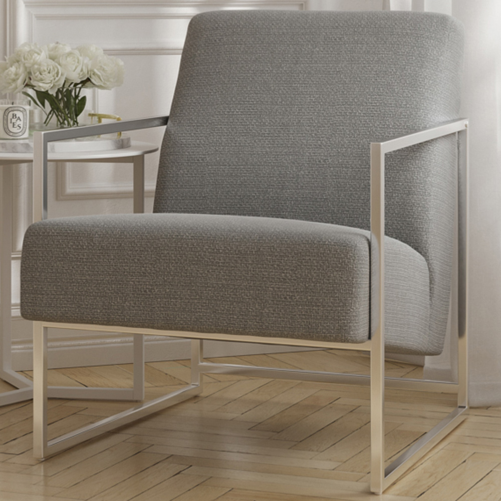 Ritz Dove Grey and Silver Accent Chair Image 1