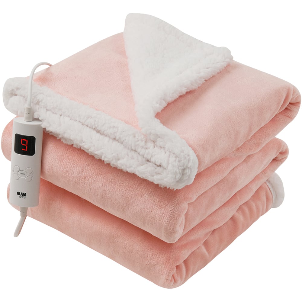GlamHaus Light Pink Electric Throw 160 x 130cm Image 1