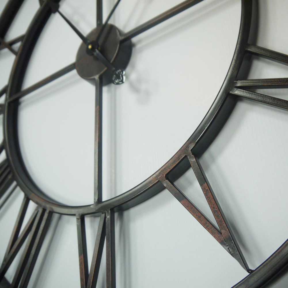 Walplus Brown Roman Numeral Iron Wall Clock 56cm Image 3