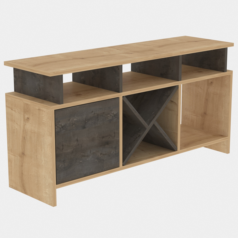 Decorotika Aurburn Single Door 8 Shelf Sapphire Oak and Wenge TV Unit Image 6
