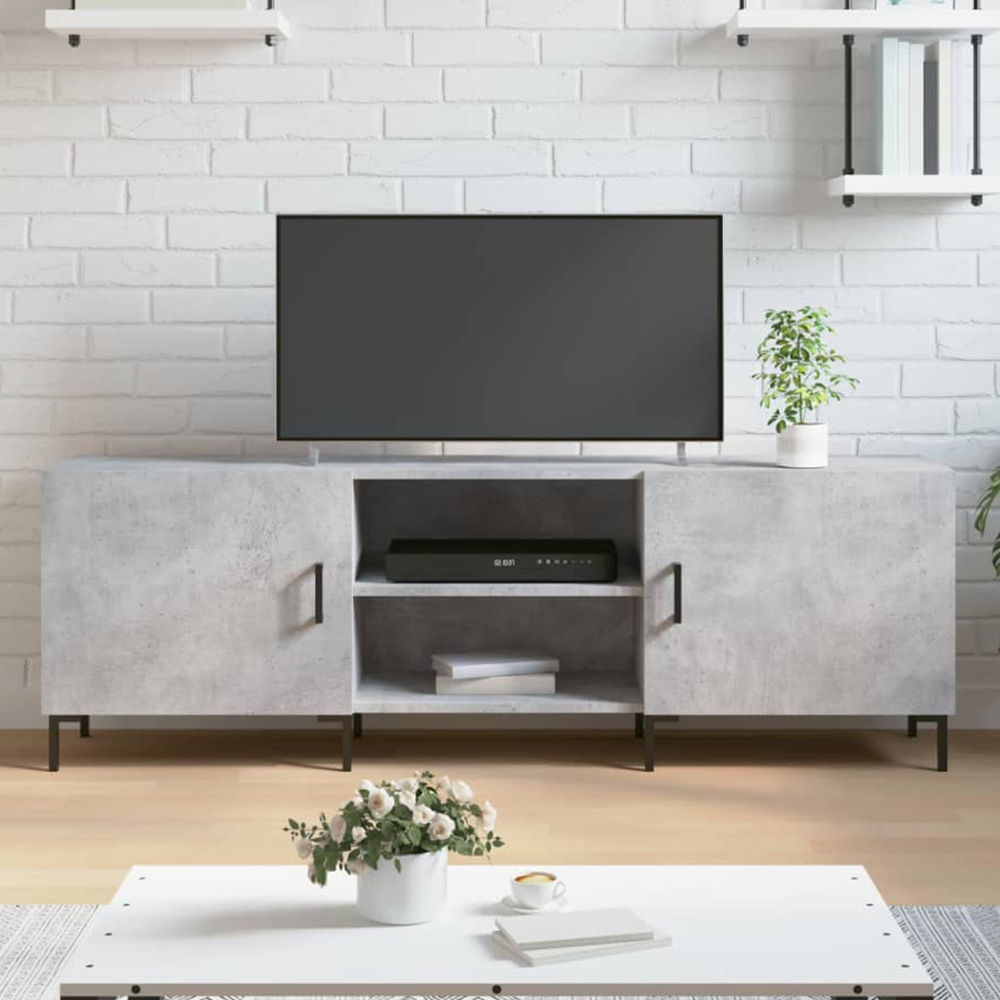 vidaXL 2 Door 2 Shelf Concrete Grey TV Cabinet Image 1