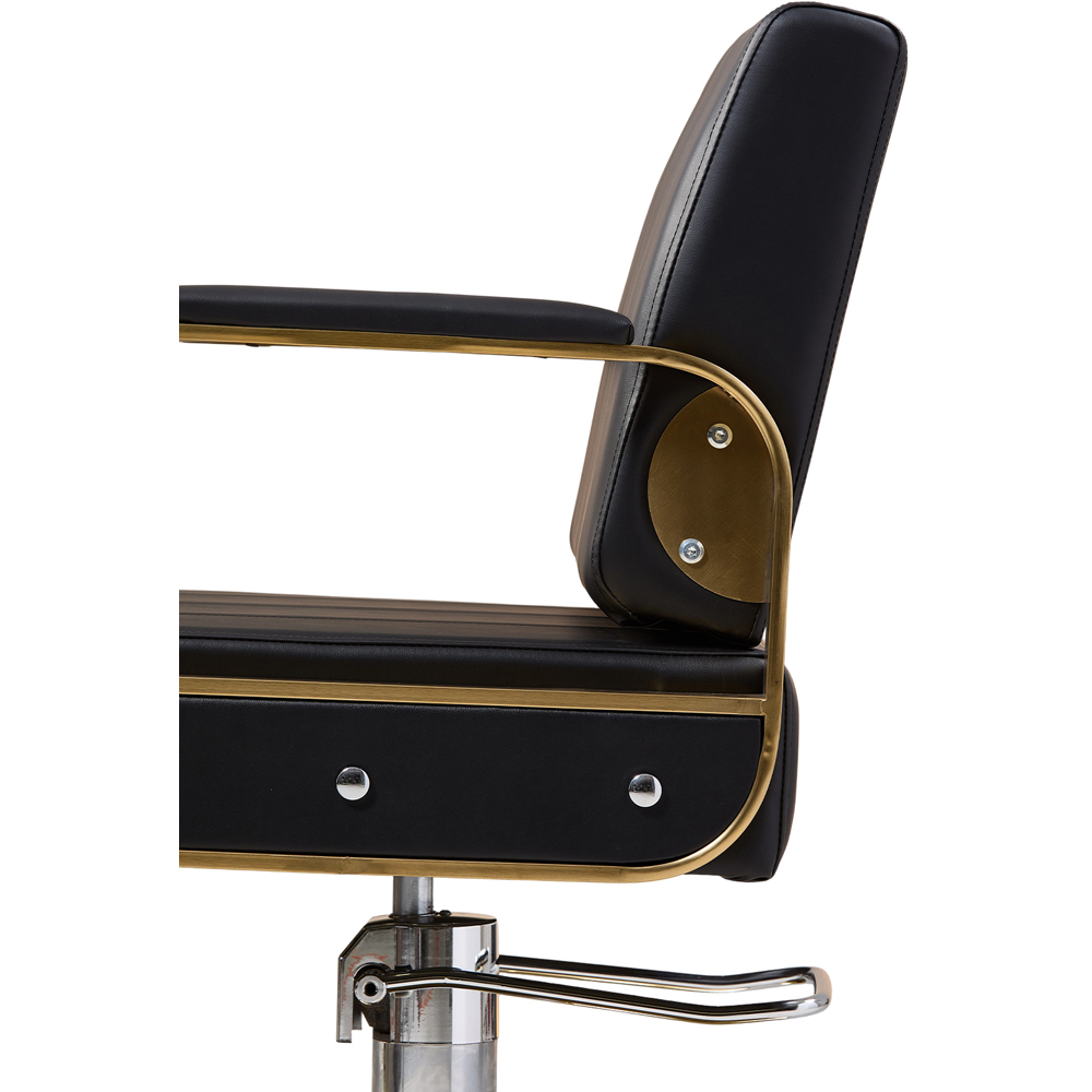 Living and Home Black and Gold Adjustable Height Barber Chair with Hydraulic Lift Image 5