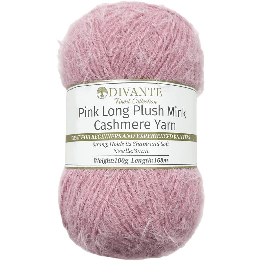 Long Plush Mink Cashmere Yarn Pink Image 2