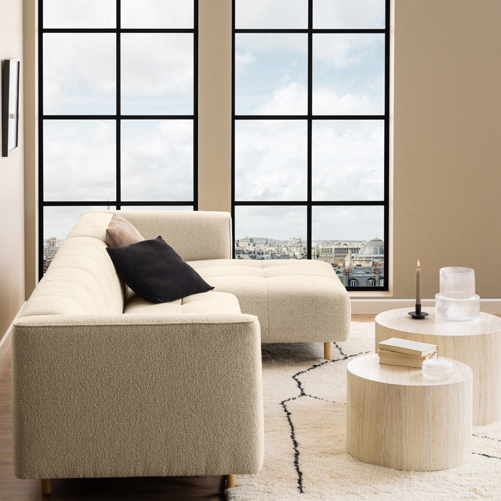 Florence Dice Round Light Travertine Effect Coffee Table Set of 2 Image 7