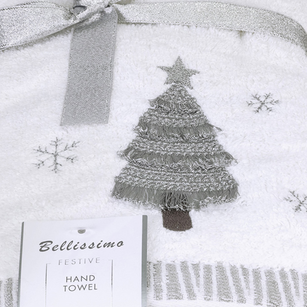 Bellissimo Home Cotton Embroidered Christmas Tree Hand Towel 2 Pack Image 2