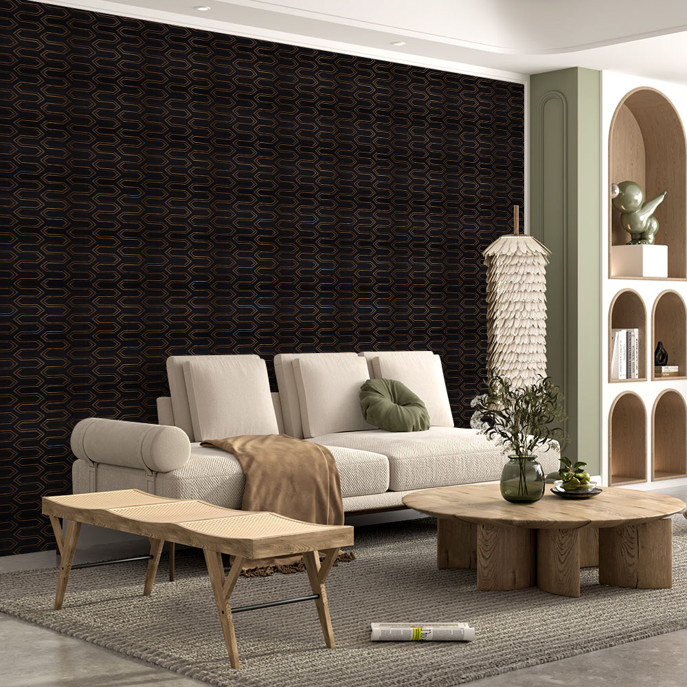 Living and Home Geometric Non Woven Fabric Gold Wallpaper Image 6