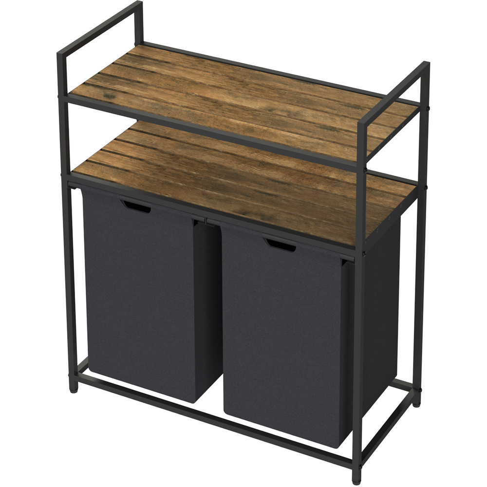 Neo Single 2 Shelf Black Double Laundry Hamper Image 1