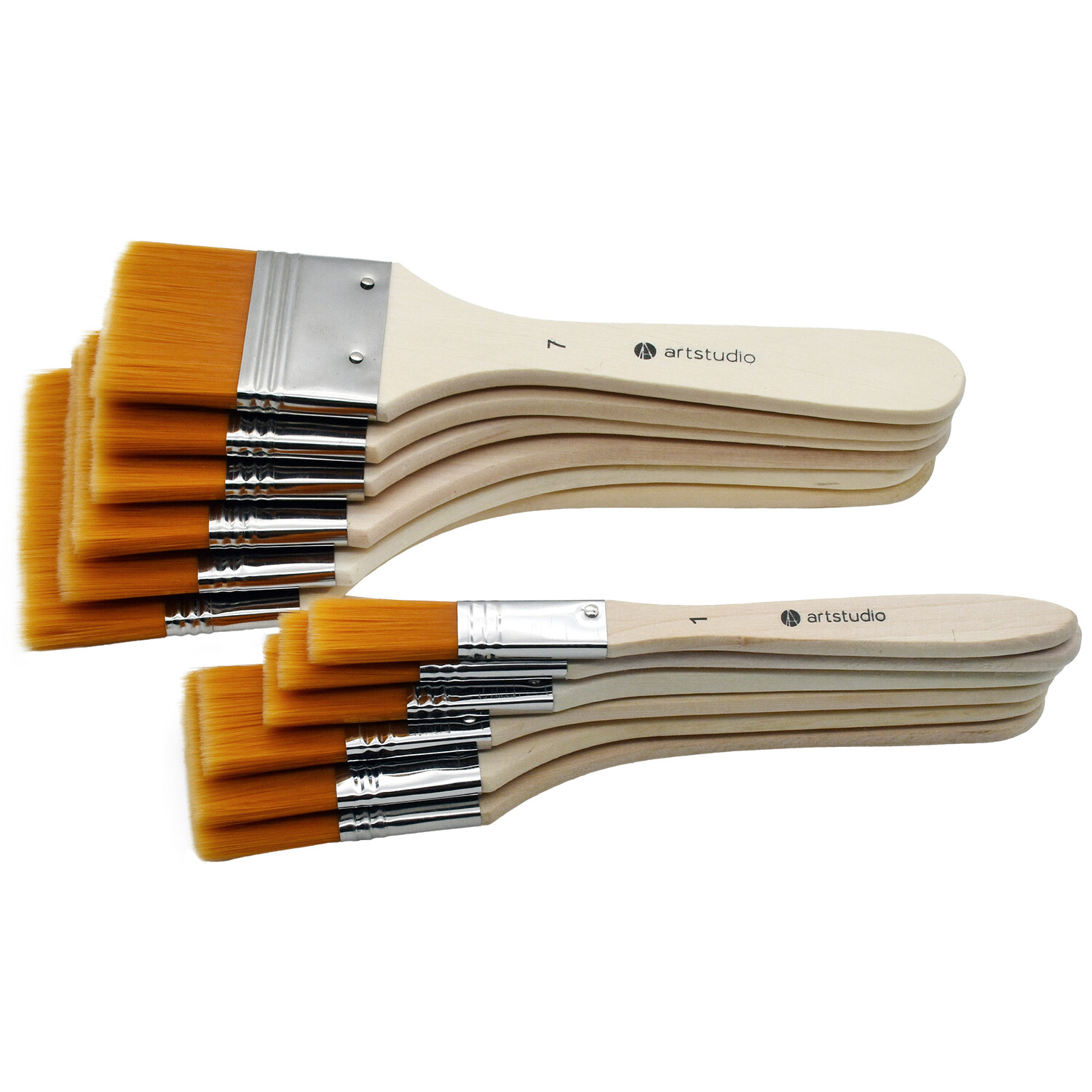 Set of 12 Jumbo Acrylic Flat Brushes - Natural and Brown Image 4