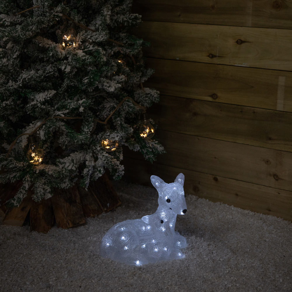 Samuel Alexander 40 Cool White LED Light-Up Ice Frosted Doe and Fawn Christmas Decoration 27cm Image 9