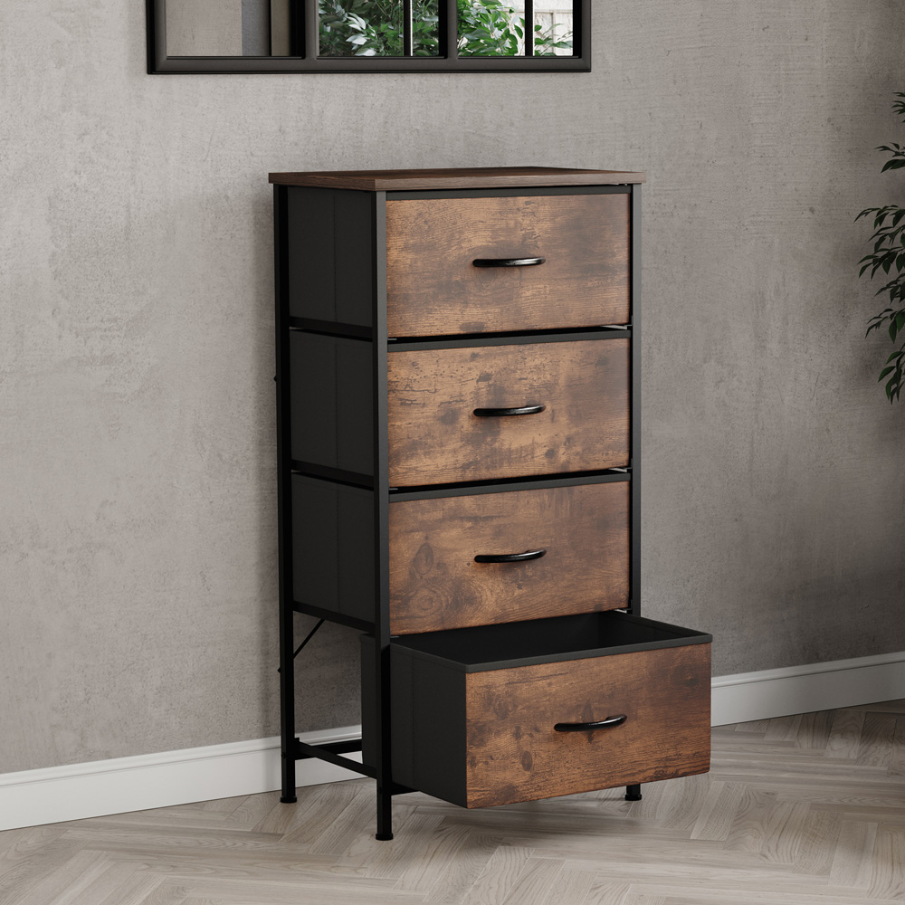VIDA DESIGNS Chorley 4 Drawer Rustic Brown Fabric Chest of Drawer Image 4