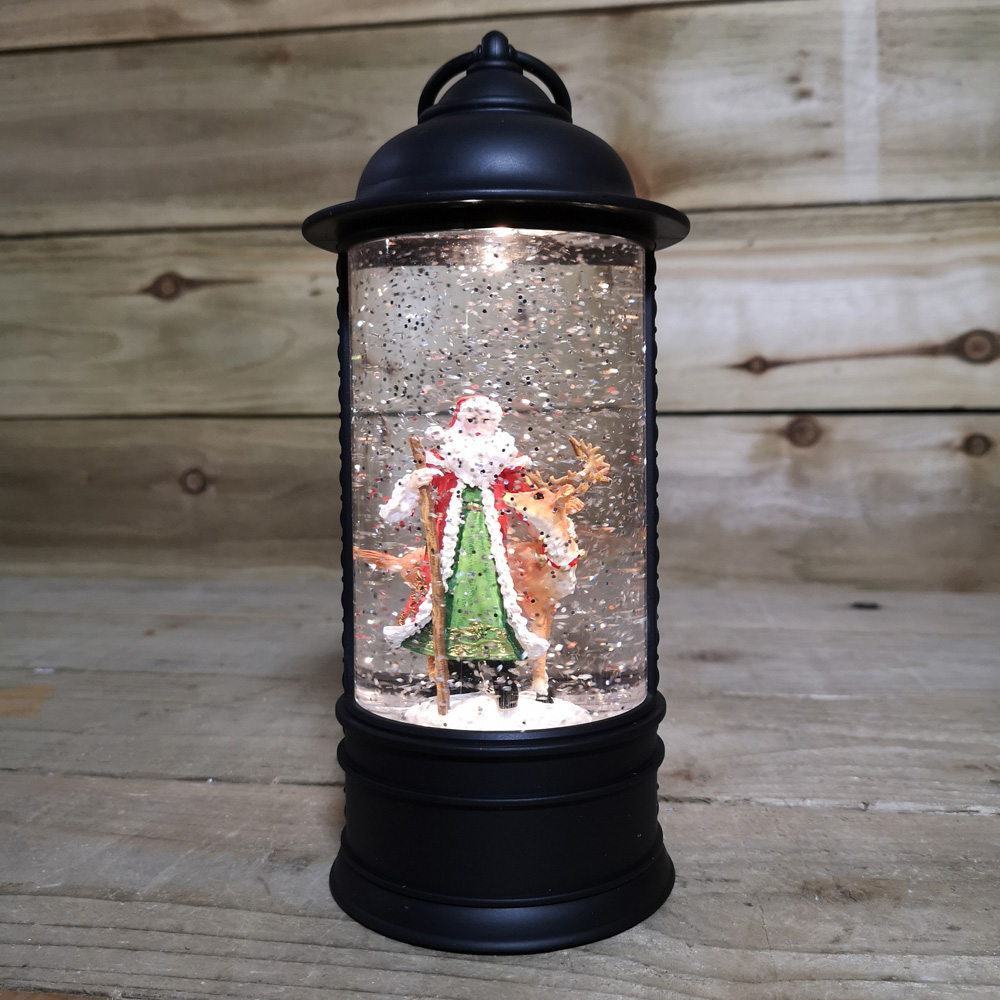 Samuel Alexander Black Santa and Reindeer Scene Water Spinner Lantern Christmas Decoration 29cm Image 2