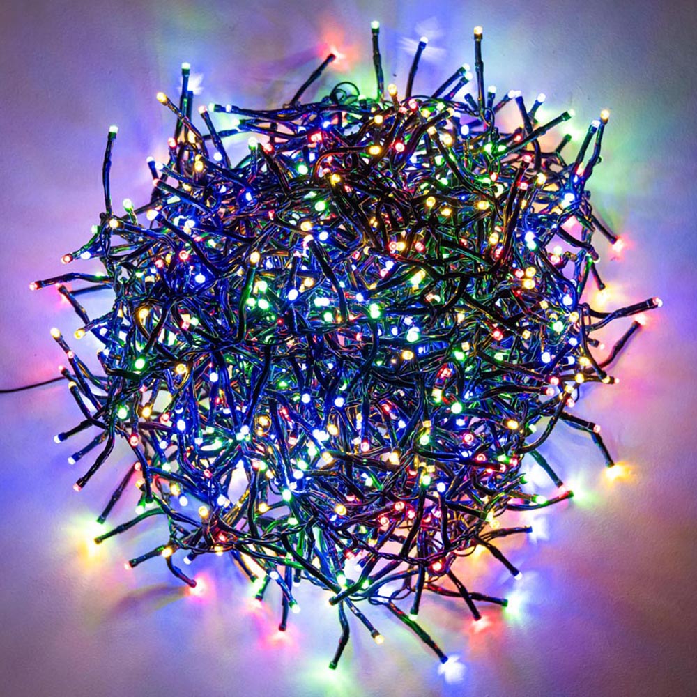 The Christmas Centre 960 Multicoloured LED Multifunction Green Cable Cluster Light 14.4m Image 1