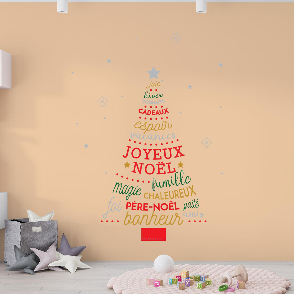 Walplus French Quotes Christmas Tree Self Adhesive Wall Stickers 22 Piece Image 4
