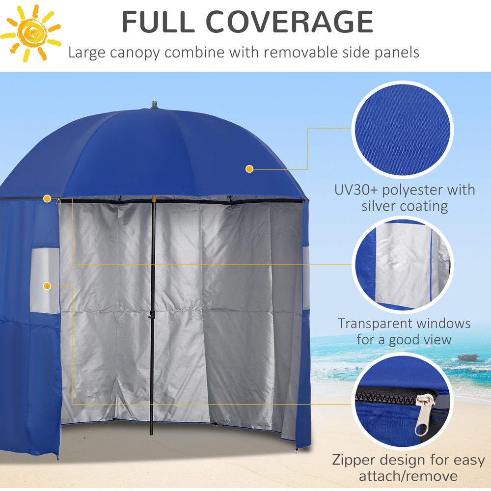Outsunny Blue Parasol with Side Panel 2m Image 4