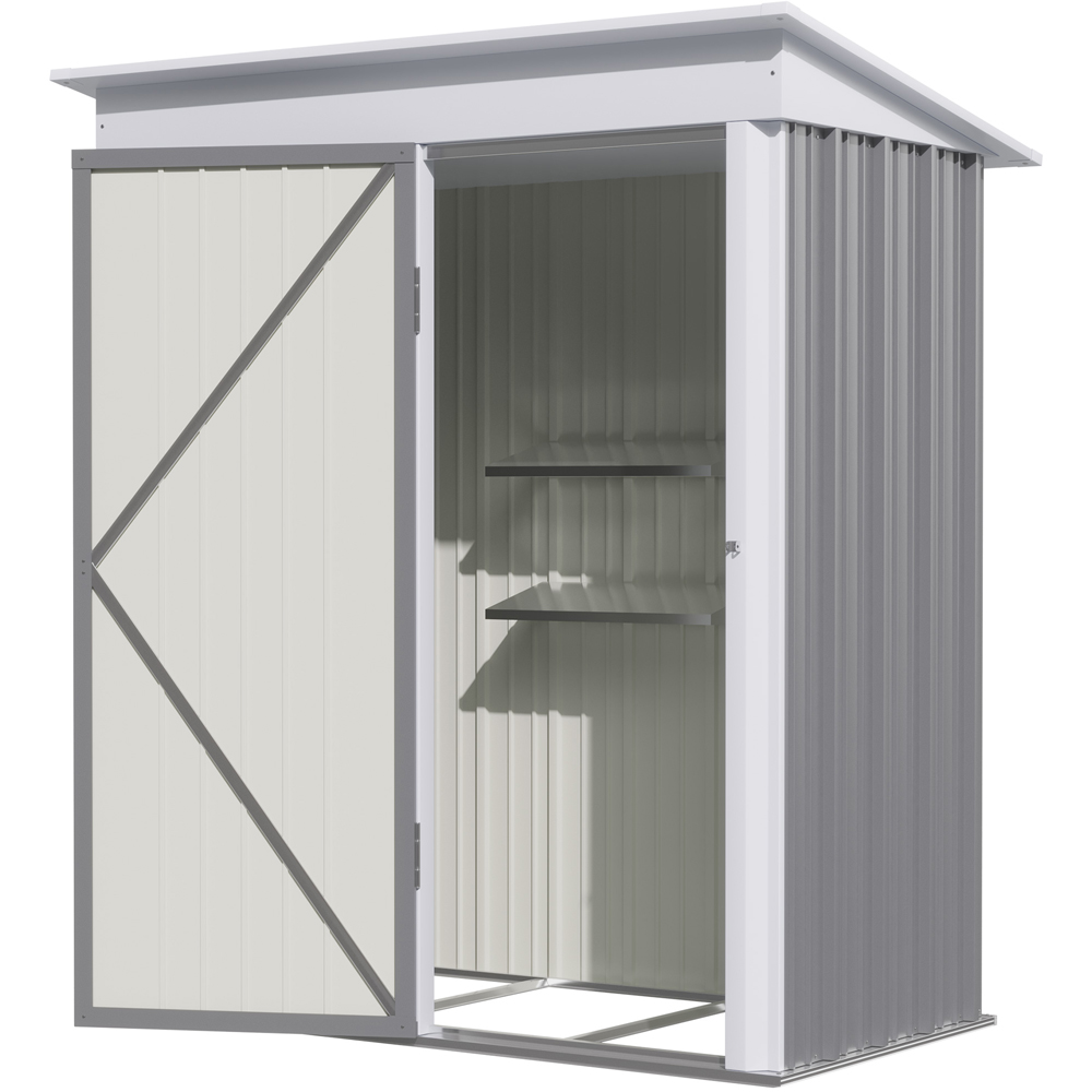 Outsunny 5 x 6ft Grey Adjustable Shelf Garden Storage Shed Image 3