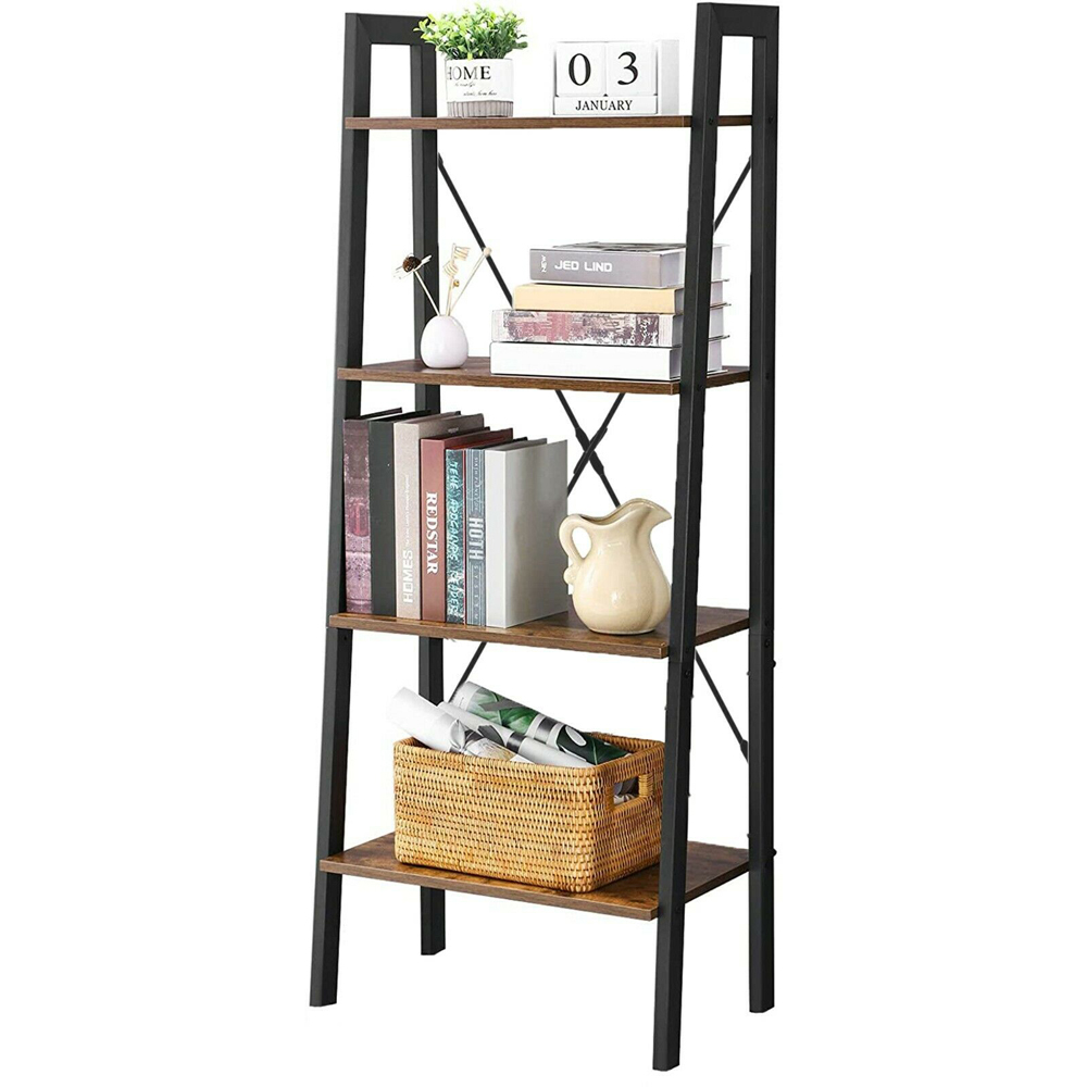 Walnut 4 Shelf Ladder Bookcase Image 3