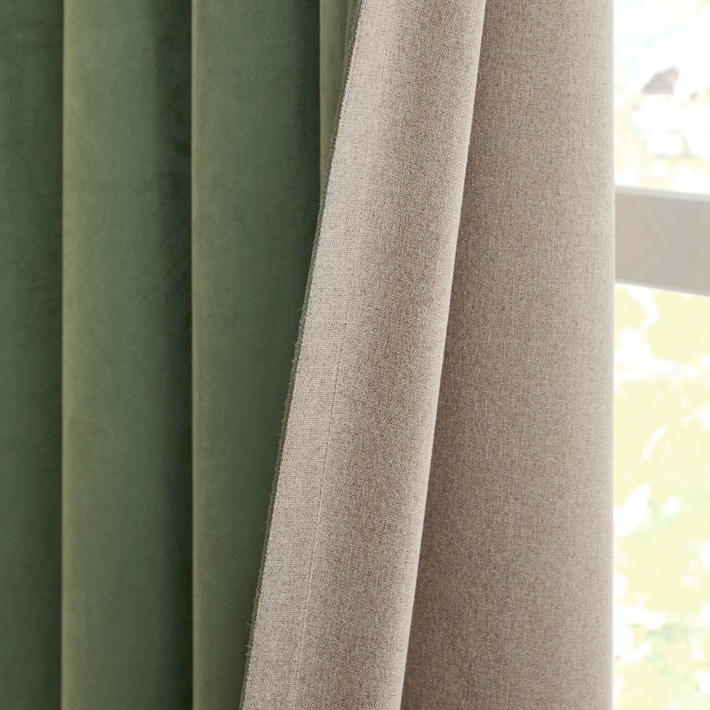 Furn Verso Green Reversible Suede-Look Blackout Eyelet Curtains 168 x 229cm Image 2