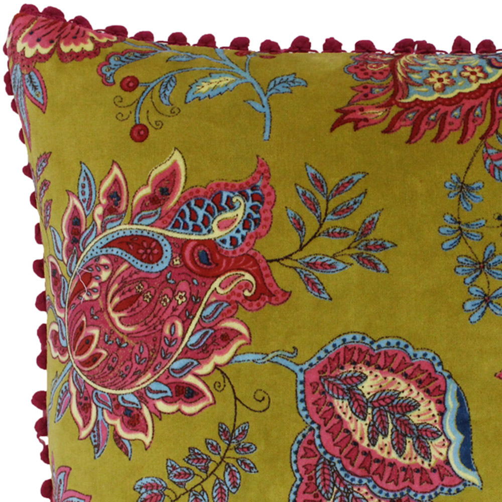 Paoletti Malisa Lemon Curry Paisley Cushion Image 2