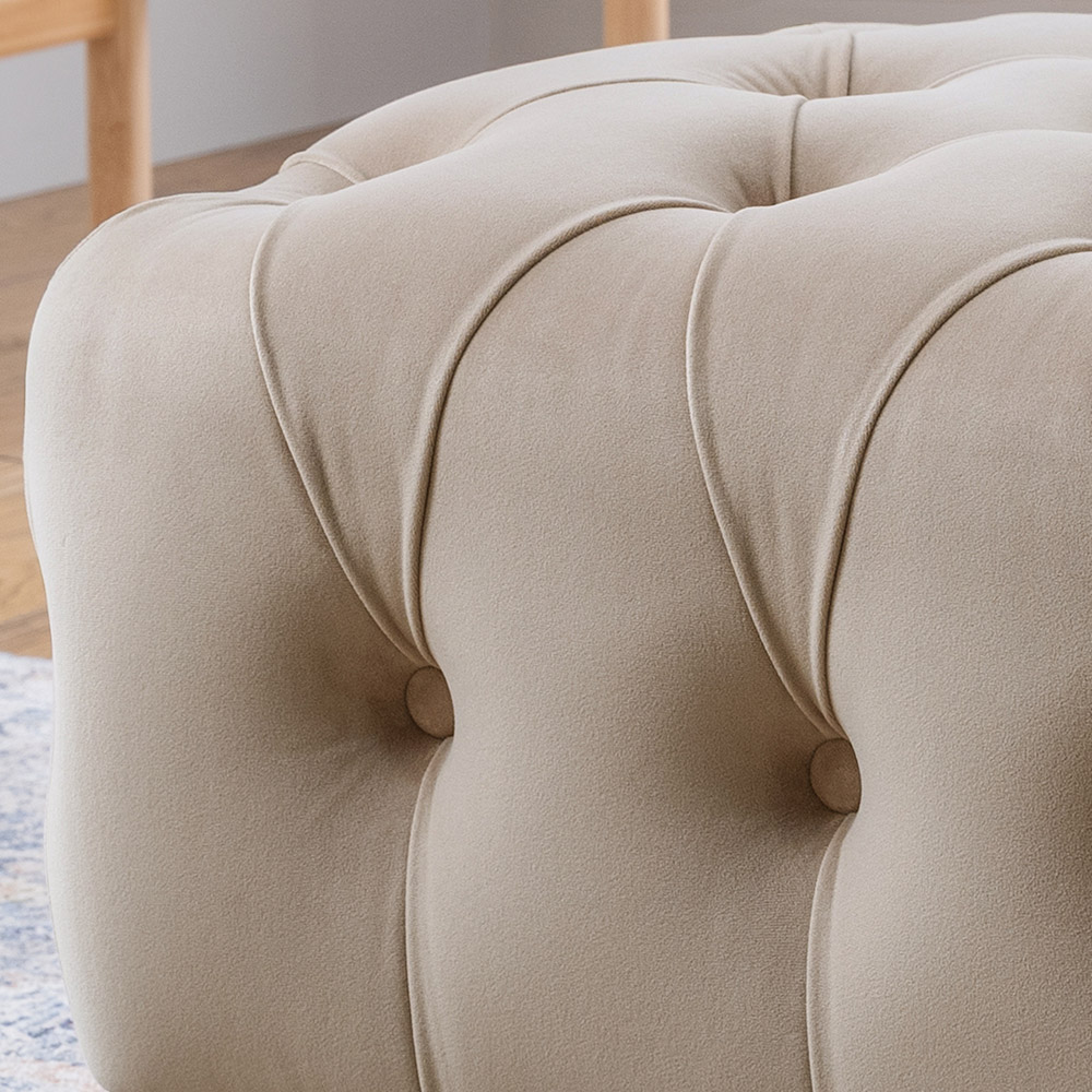 Putty Velvet Footstool Image 2