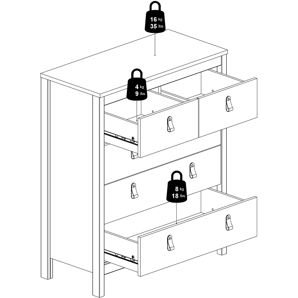 Florence Madrid 5 Drawer White Chest of Drawers Image 9