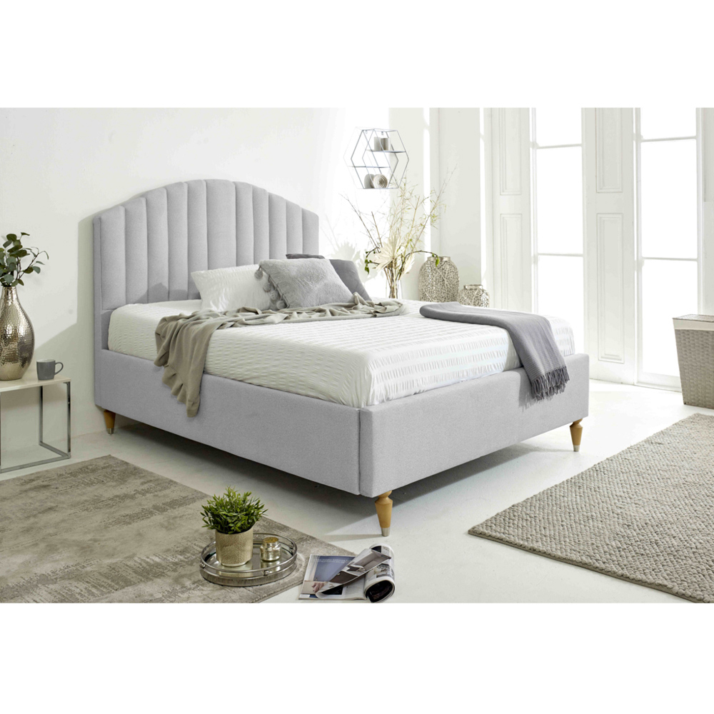 Eleganza Henrik Double Silver Arlington Fabric Bed Frame with Curved Headboard Image 8