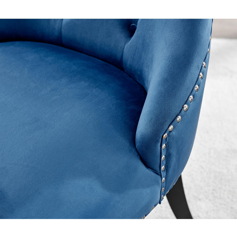 Furniturebox Kennsington Set of 2 Blue Velvet Knockerback Dining Chair Image 3