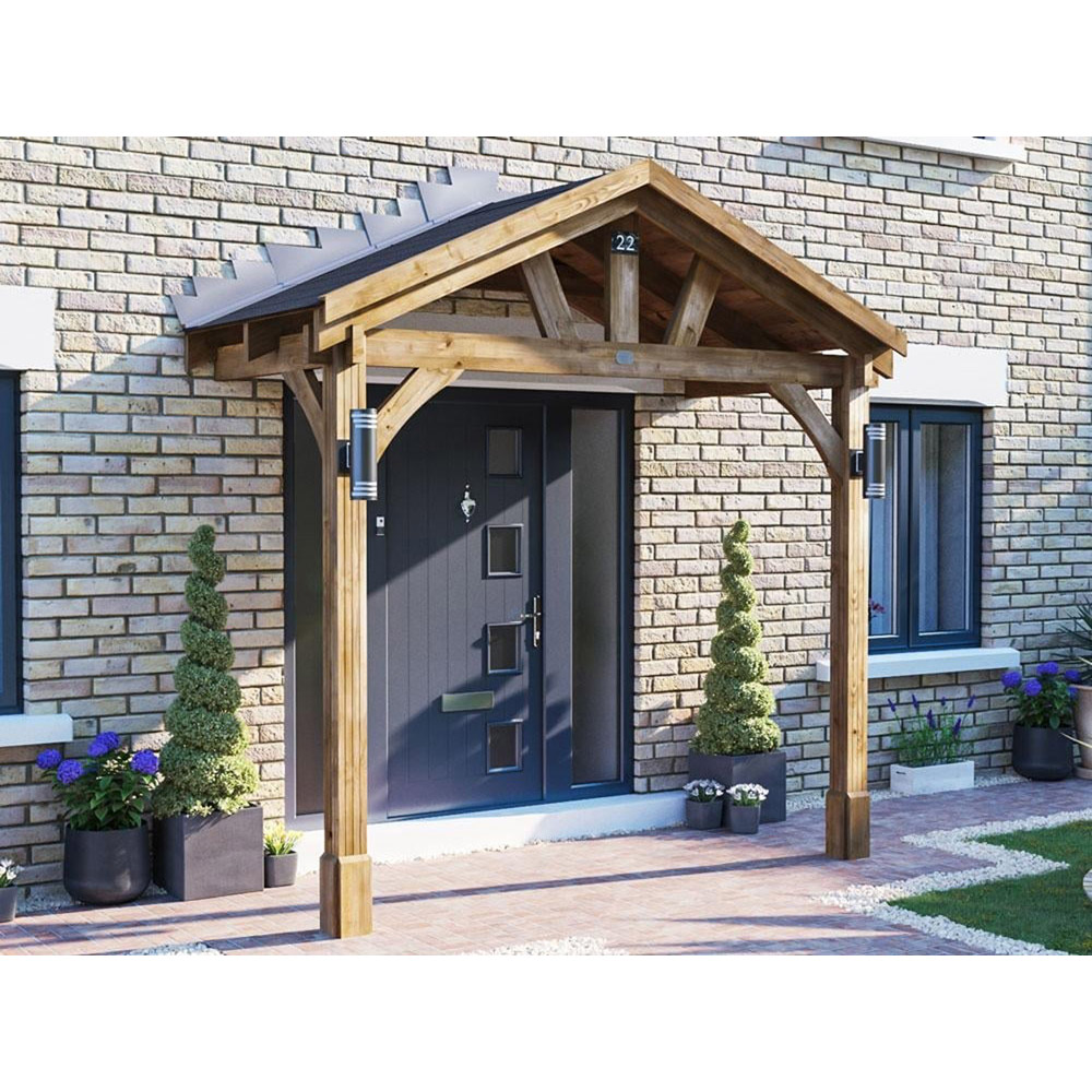 Dunster House Thunderdam 3 x 1.5m Brown Full-Height Porch Canopy with Black Shingle and 2 Posts Image 3