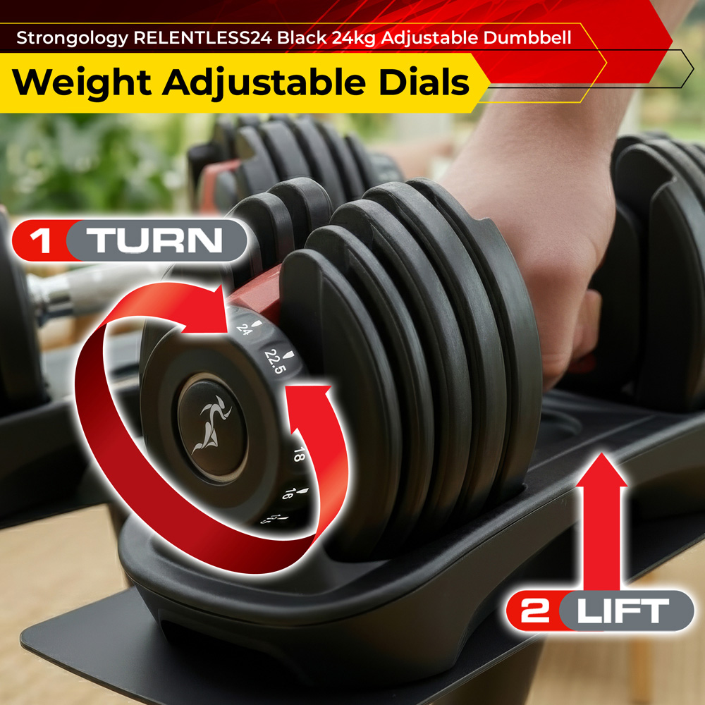 Strongology Urban24 Home Fitness Adjustable Dumbbell 2.5kg to 24kg Image 2