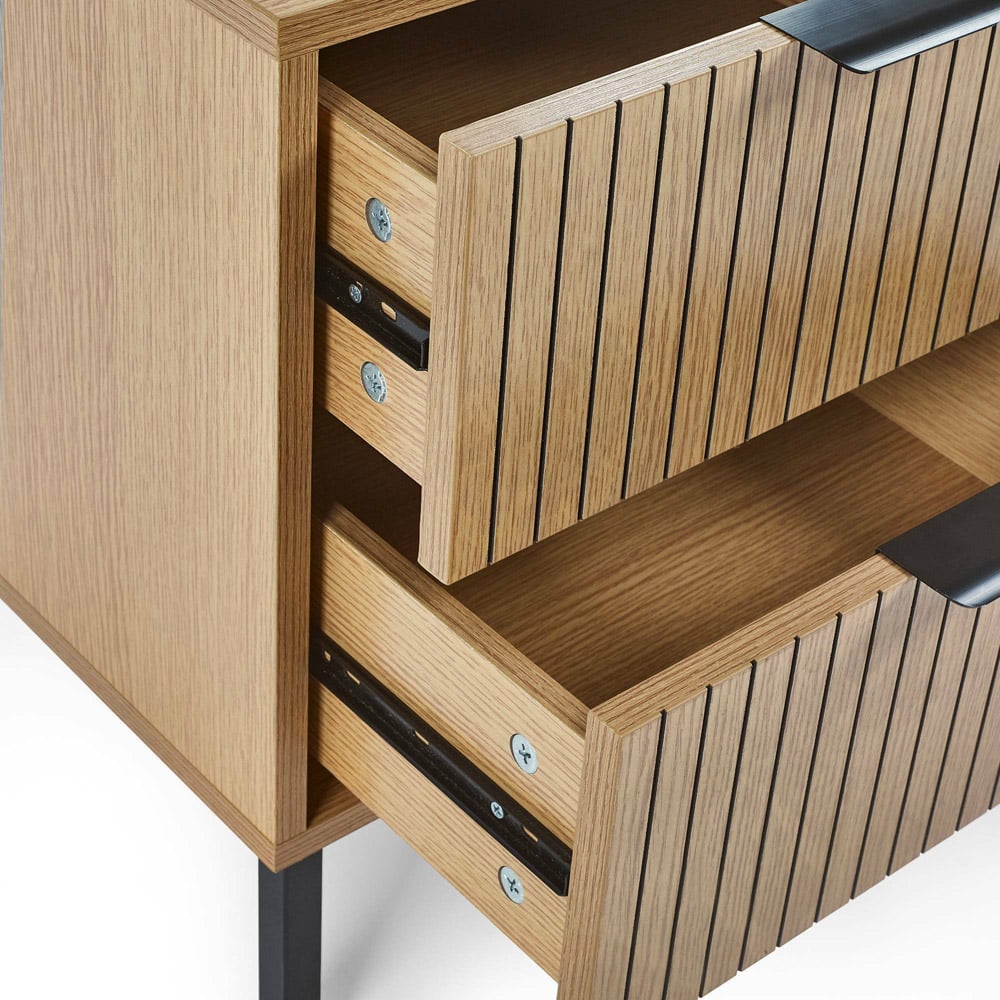 Julian Bowen Sia 2 Drawer Warm Wood Bedside Table Image 6