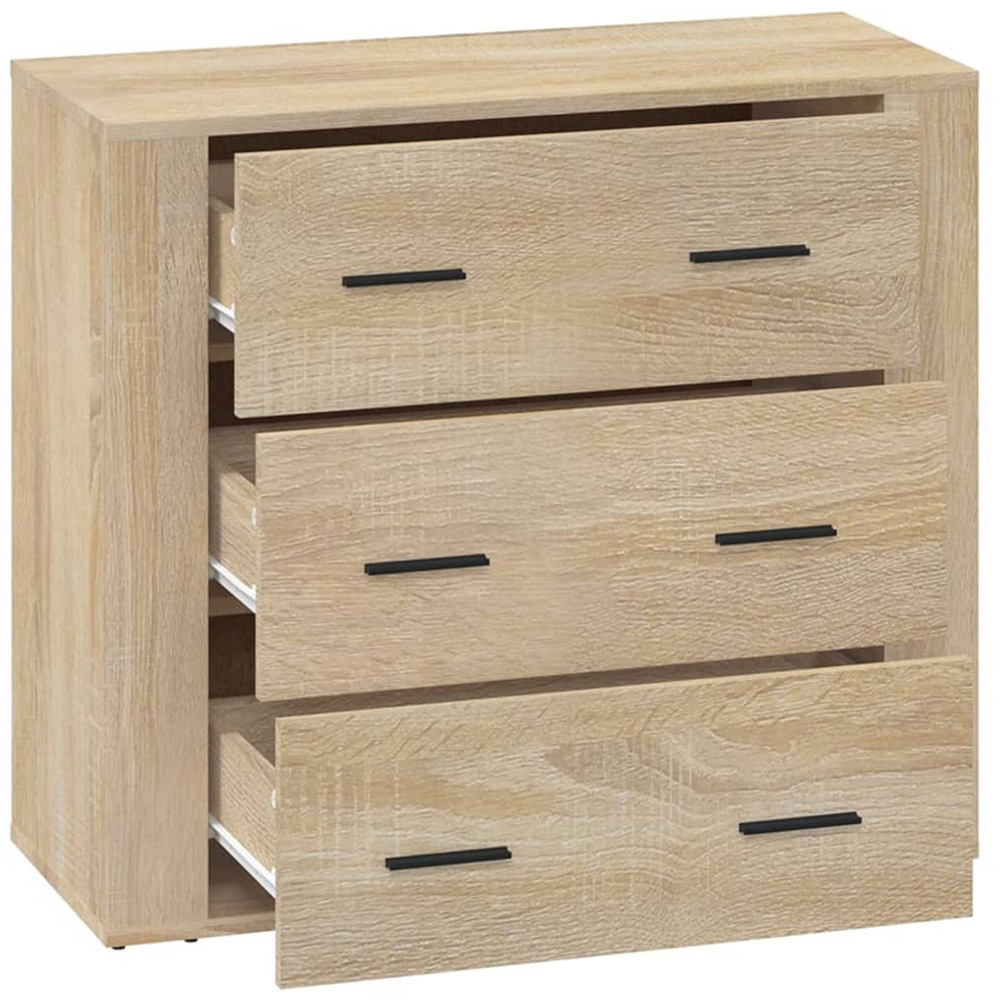 vidaXL 3 Drawer Sonoma Oak Wooden Sideboard Image 4
