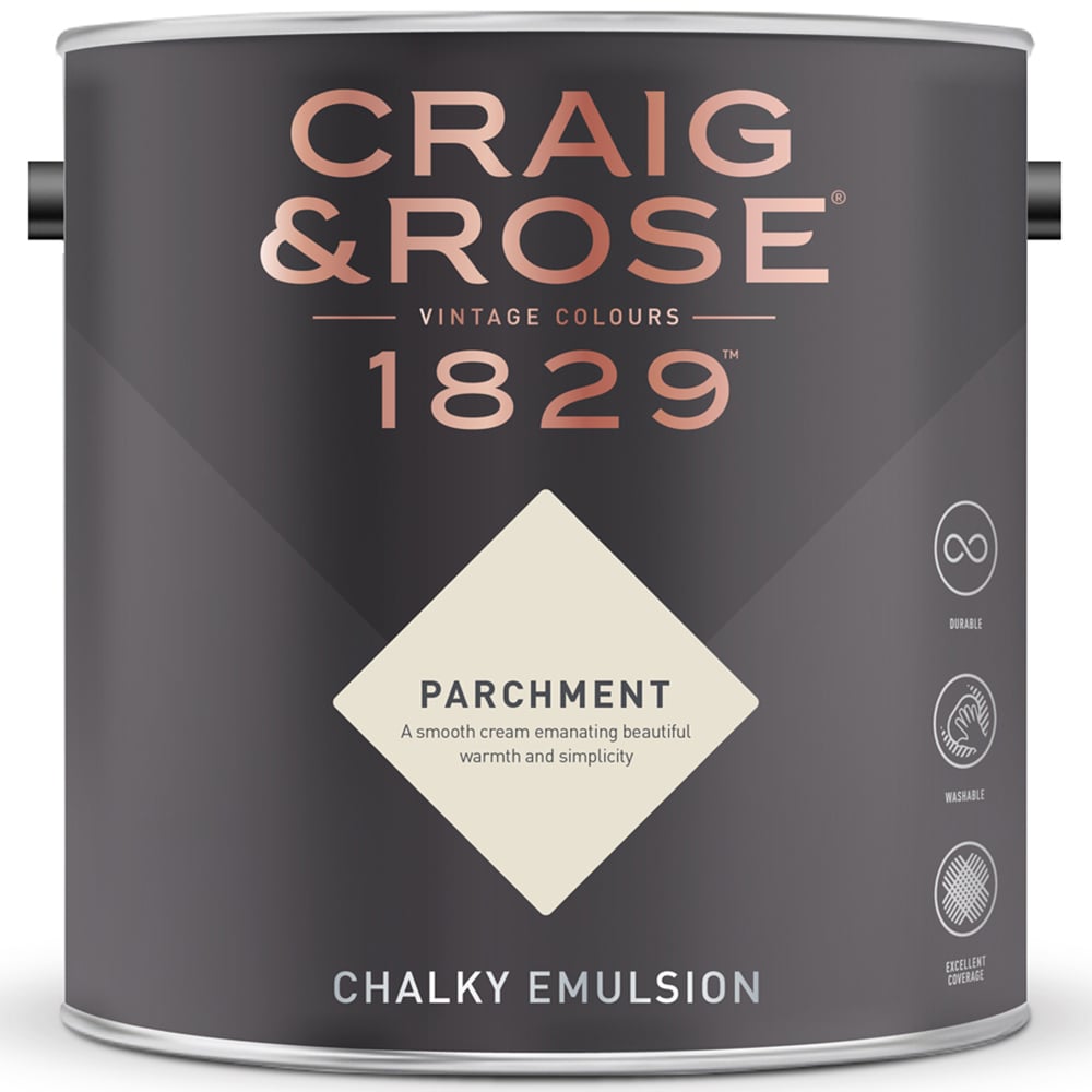 Craig & Rose Walls and Ceilings Parchment Chalky Emulsion Paint 5L Image 2