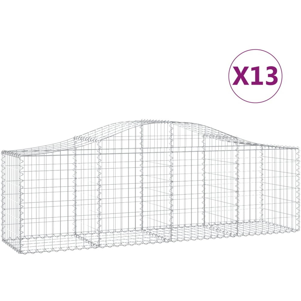 vidaXL Silver Galvanised Iron Arched Gabion Basket 200 x 50 x 60/80cm 13 Pack Image 4