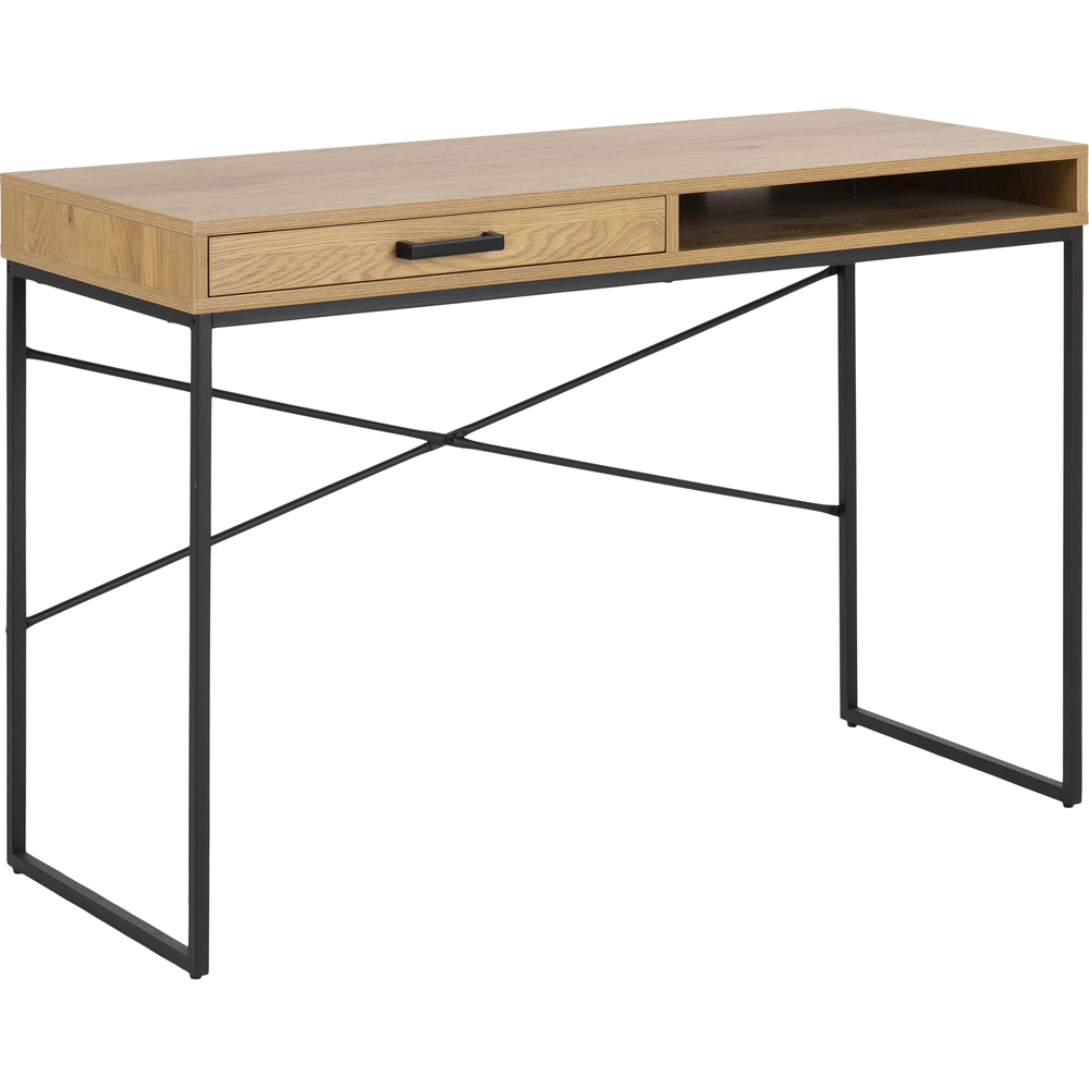 Florence Seaford Single Drawer Single Shelf Office Desk Oak Image 2