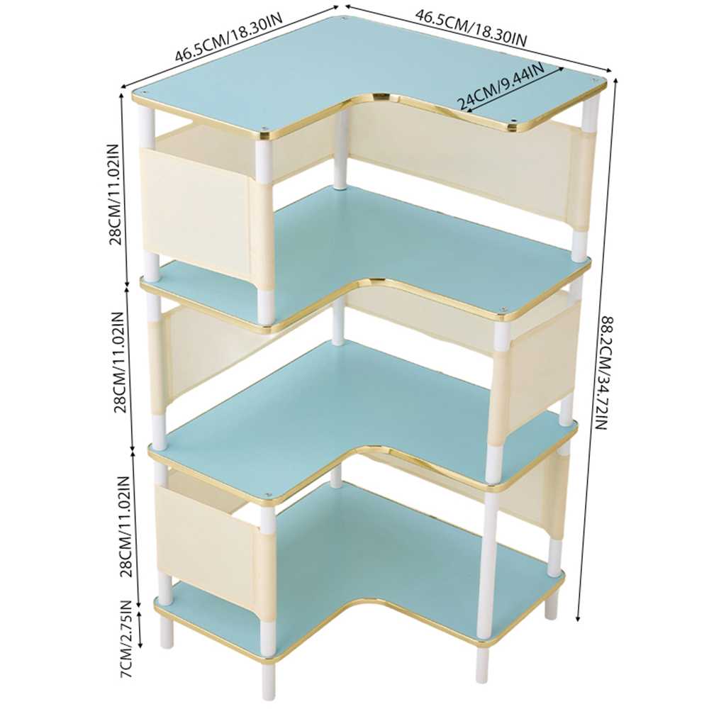 Living and Home 4 Shelf MDF L-Shaped Corner Bookshelf Image 9