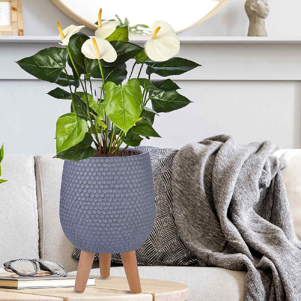 wilko Honeycomb Grey Round Indoor Planter on Legs 34cm Image 4
