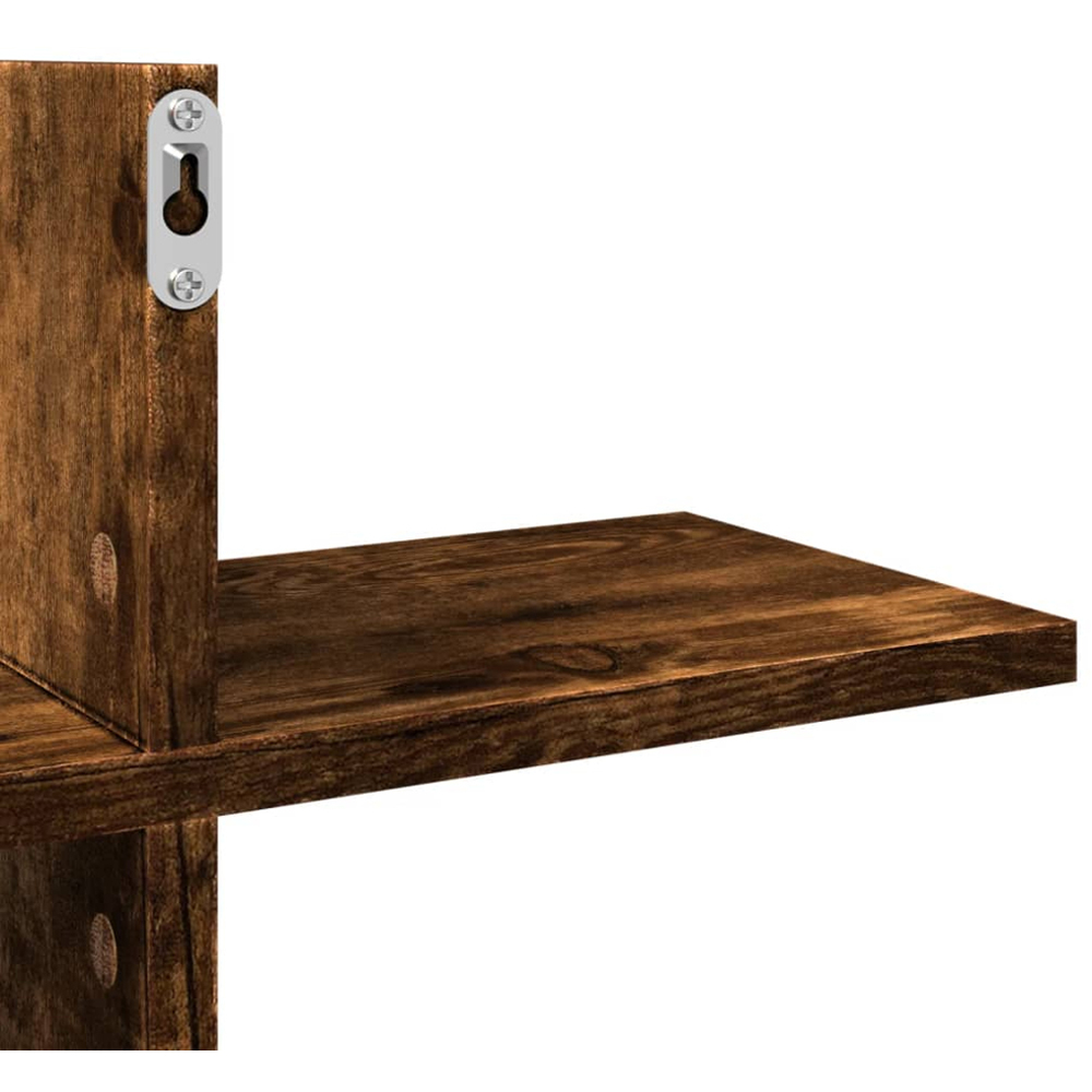 vidaXL 8 Shelf Smoked Oak Floating Wall Shelf Image 7