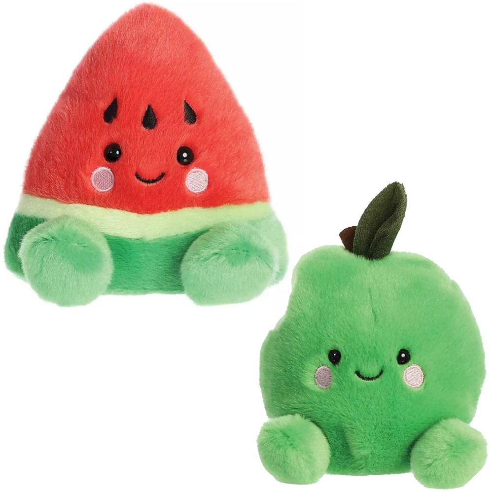 Aurora Palm Pals Jolly Green Apple and Sandy Watermelon Soft Toys 13cm Image 1