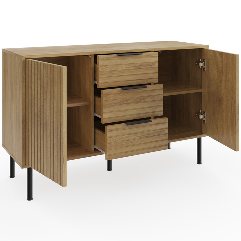 GFW Nervata 2 Door 3 Drawer Oak Sideboard Image 4