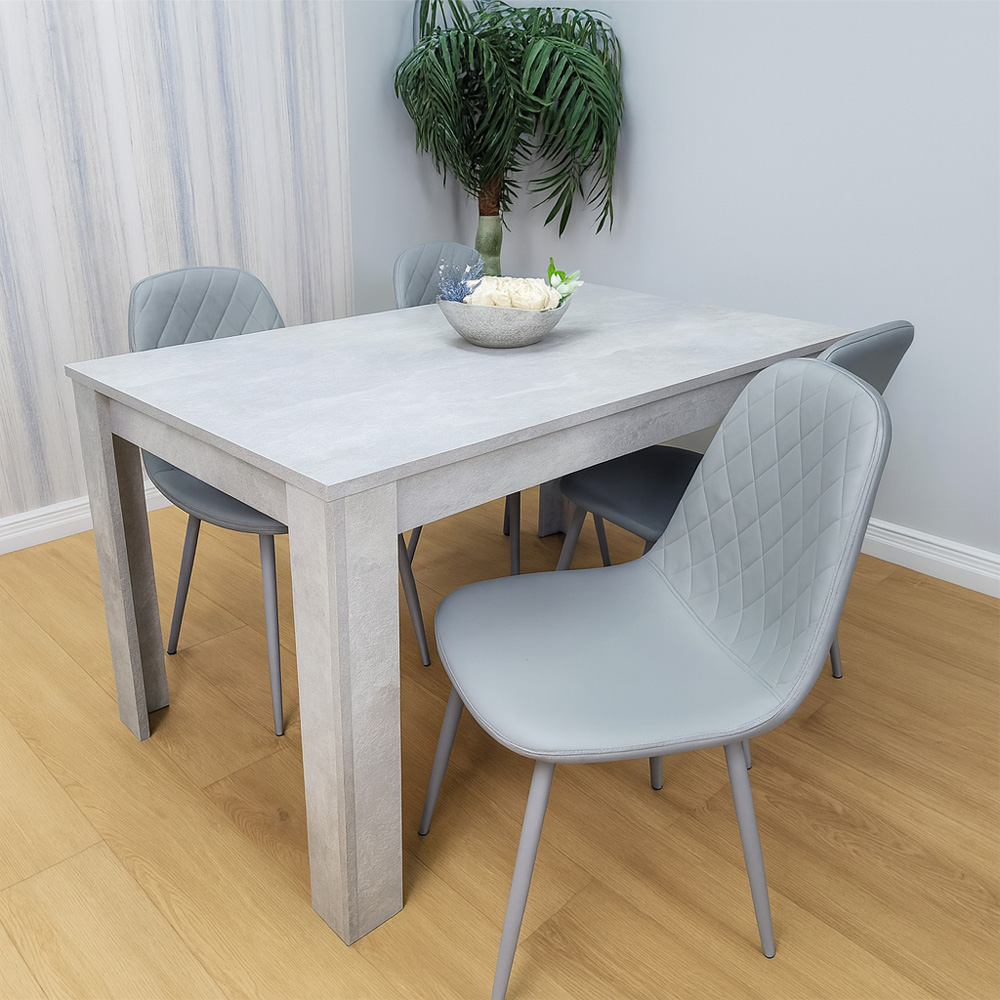 Kosy Koala 4 Seater Faux Leather Rectangular Dining Set Stone Grey Effect and Grey Image 5