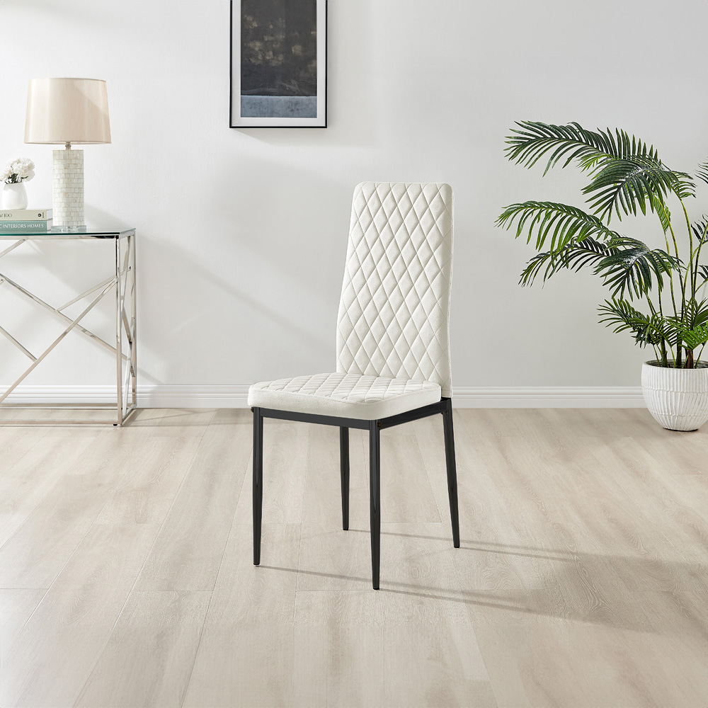 Furniturebox Arona Valera 4 Seater Round Dining Set Cream and Black Image 4