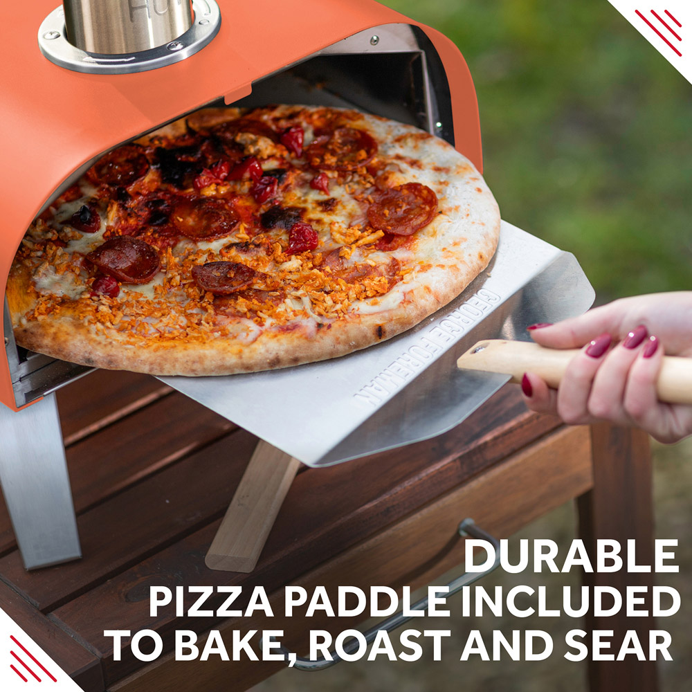 George Foreman Deep Orange 12 inch Wood Pellet Outdoor Pizza Oven with Carry Bag and Paddle Image 4