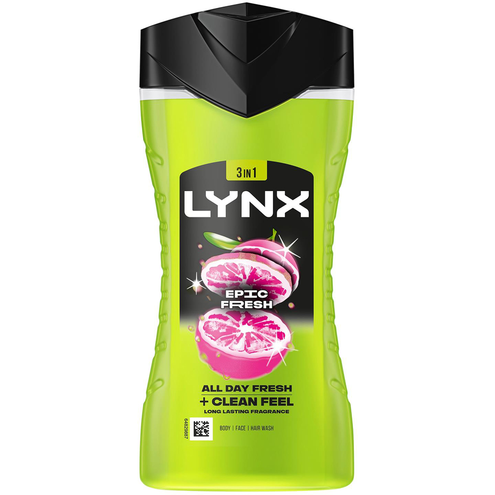 Lynx Epic Fresh Grapefruit and Tropical Pineapple Scent Shower Gel 225ml 24 Pack Image 7