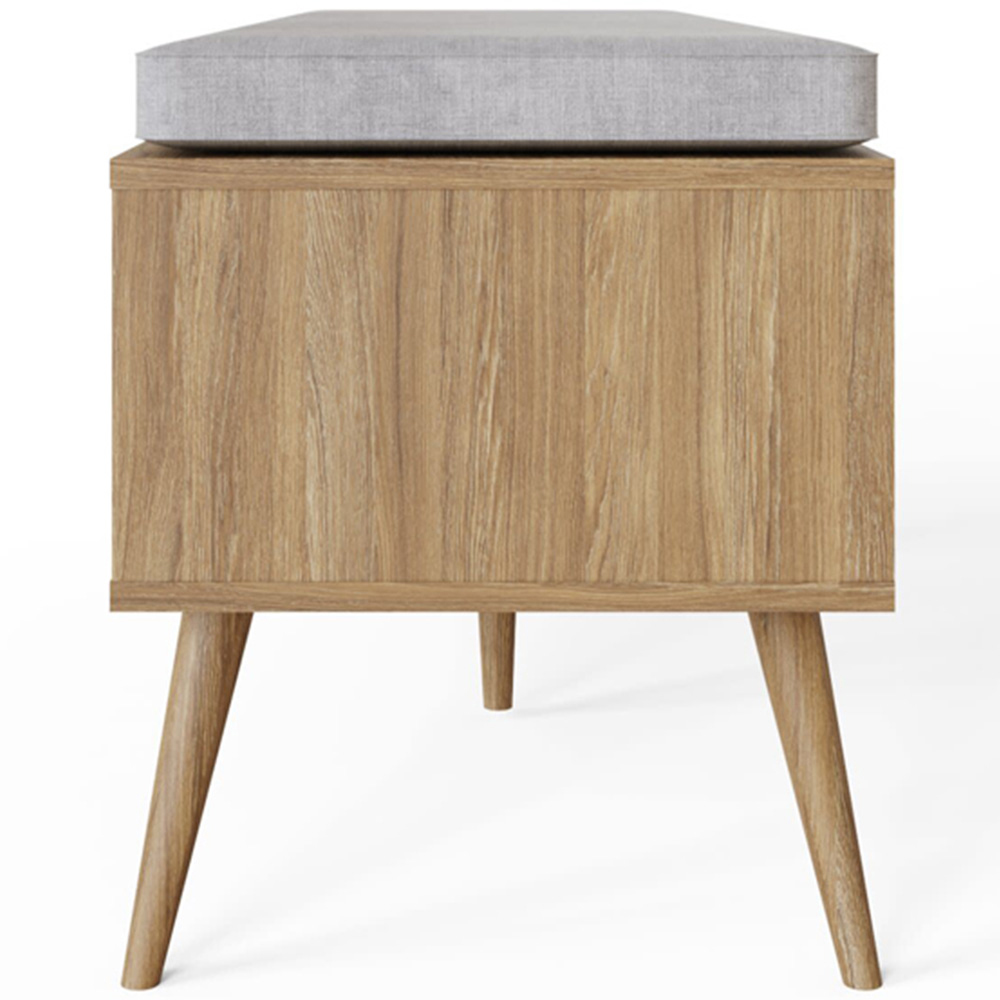 GFW Noor 2 Drawer Oak Rattan Shoe Cabinet with Cushioned Seat Image 5