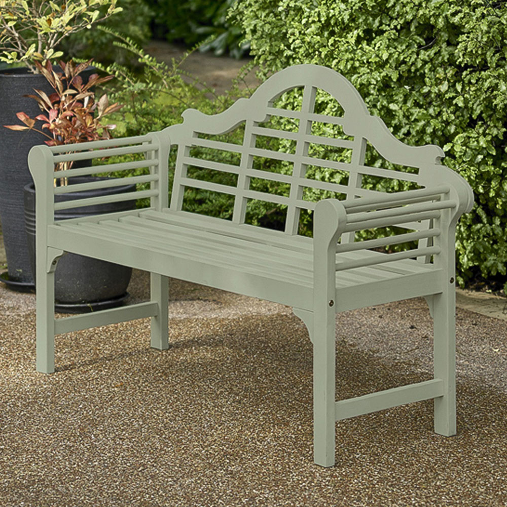 Greenhurst Lutyens 2 Seater Sage Green PU Painted Bench Image 1