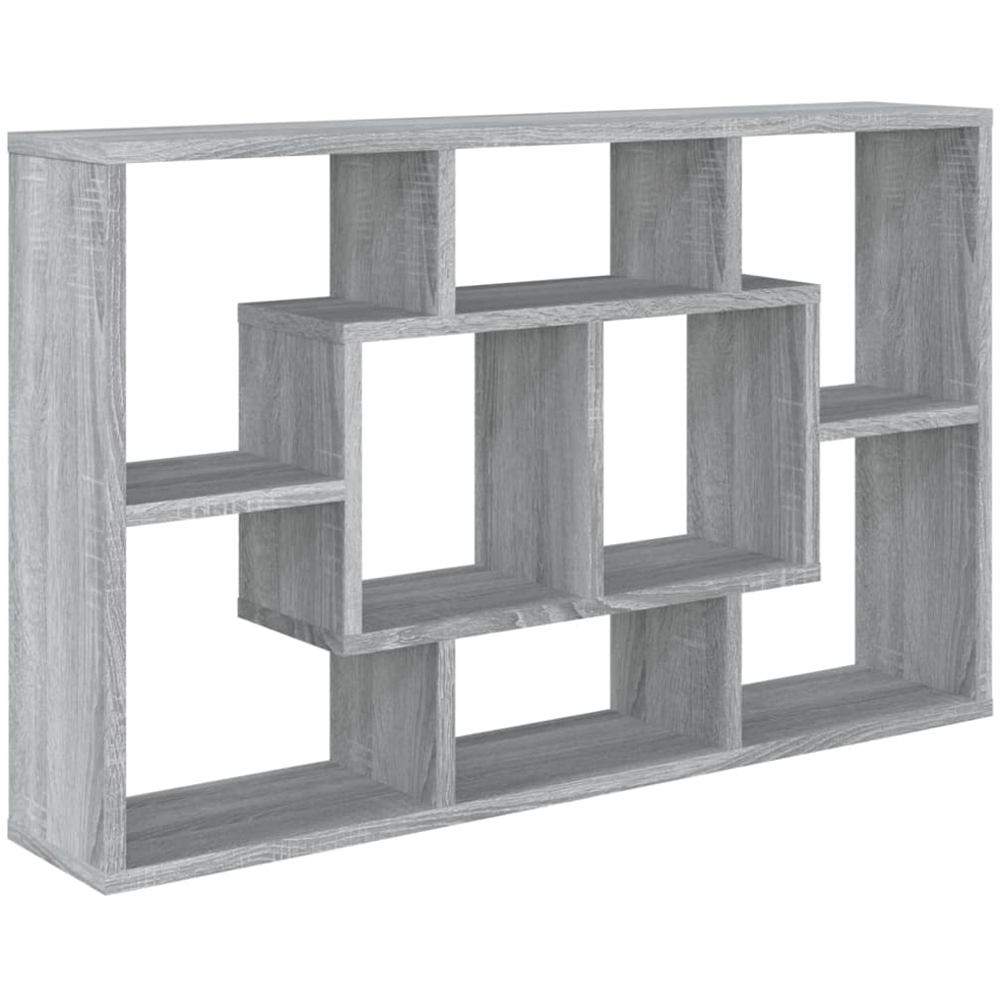 vidaXL 8 Compartment Grey Sonoma Wall Shelf Image 2
