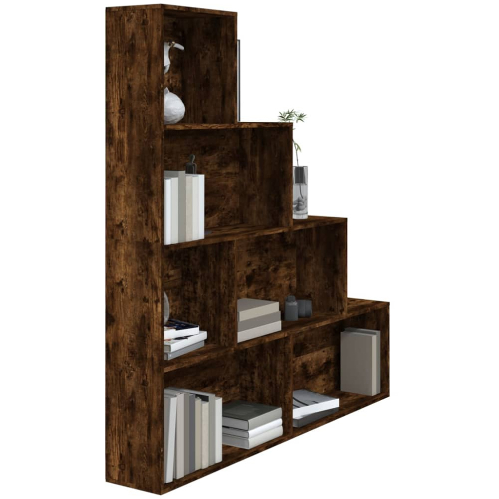 vidaXL 6 Shelf Smoked Oak Wooden Bookcase Image 5