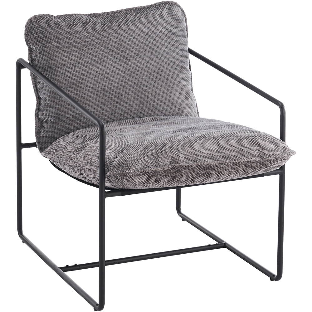 Seconique Tivoli Grey Fabric and Black Metal Accent Chair Image 2